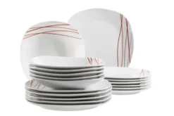 Tellerset, Porzellan Sencilla 6 x Speiseteller, 6 x Suppenteller, 6 x Dessertteller