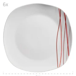 Tellerset, Porzellan Sencilla 6 x Speiseteller, 6 x Suppenteller, 6 x Dessertteller