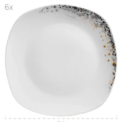 Tellerset, Porzellan Space Dust 6 x Speiseteller, 6 x Suppenteller, 6 x Dessertteller