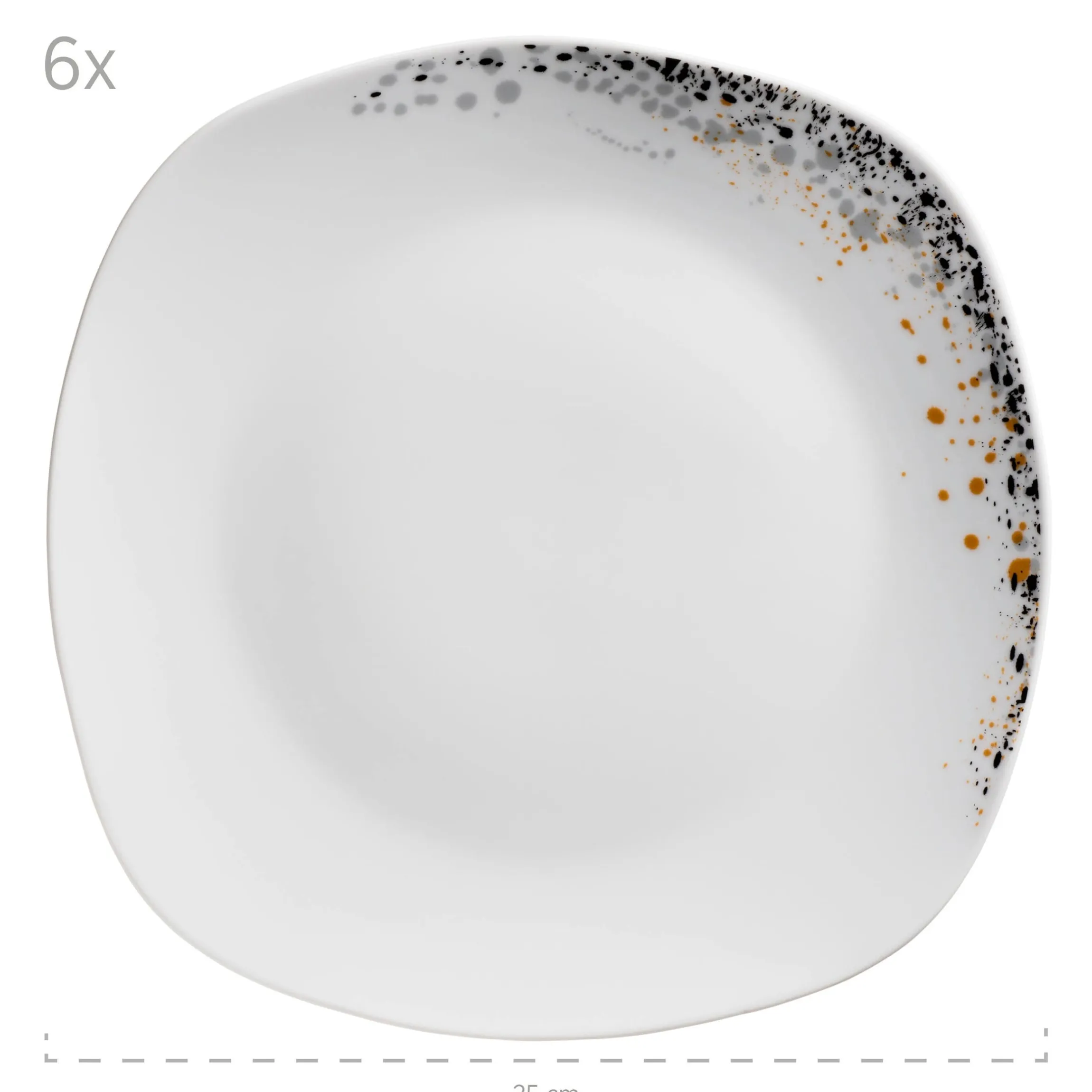 Tellerset, Porzellan Space Dust 6 x Speiseteller, 6 x Suppenteller, 6 x Dessertteller