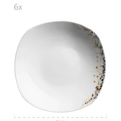 Tellerset, Porzellan Space Dust 6 x Speiseteller, 6 x Suppenteller, 6 x Dessertteller