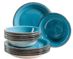 Teller-Set, Steingut Lumaca Dunkelblau
