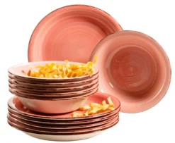 Teller-Set, Steingut Lumaca Koralle