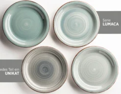 Teller-Set, Steingut Lumaca Rauchblau