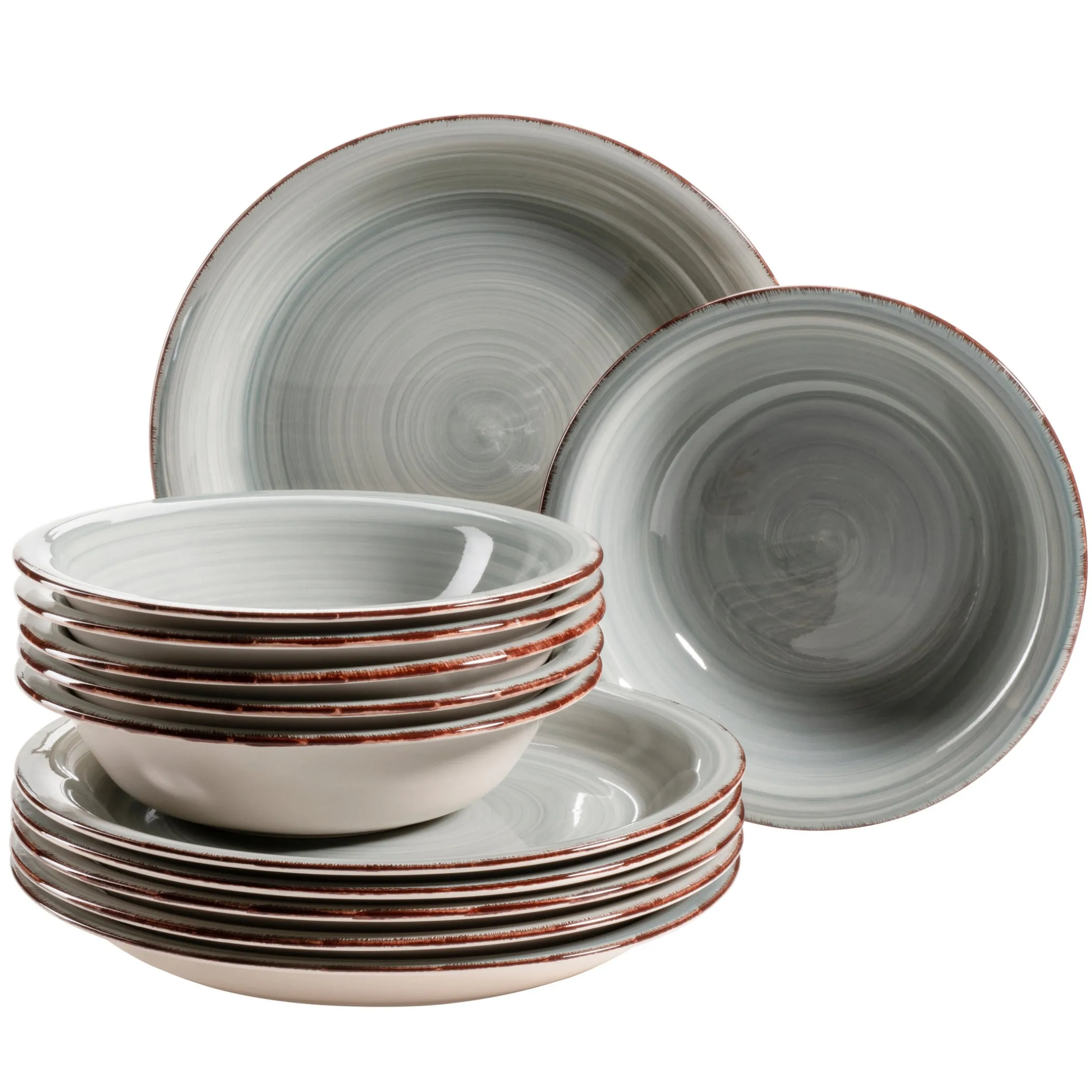 Teller-Set, Steingut Lumaca Rauchblau