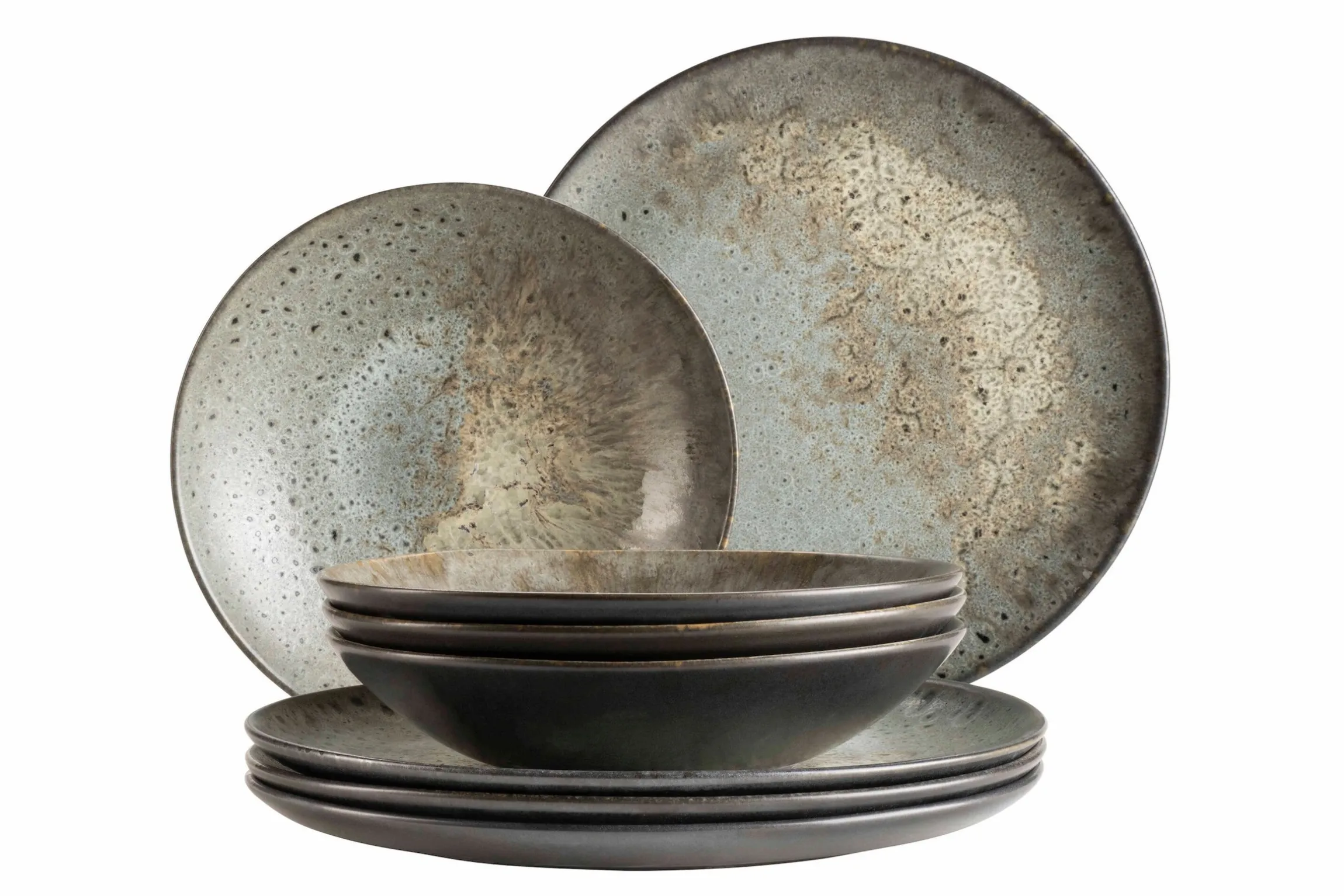 Teller Set, Steinzeug Carellia Grau