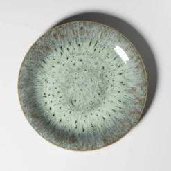 Teller-Set, Steinzeug Flussufer blau, grün, braun