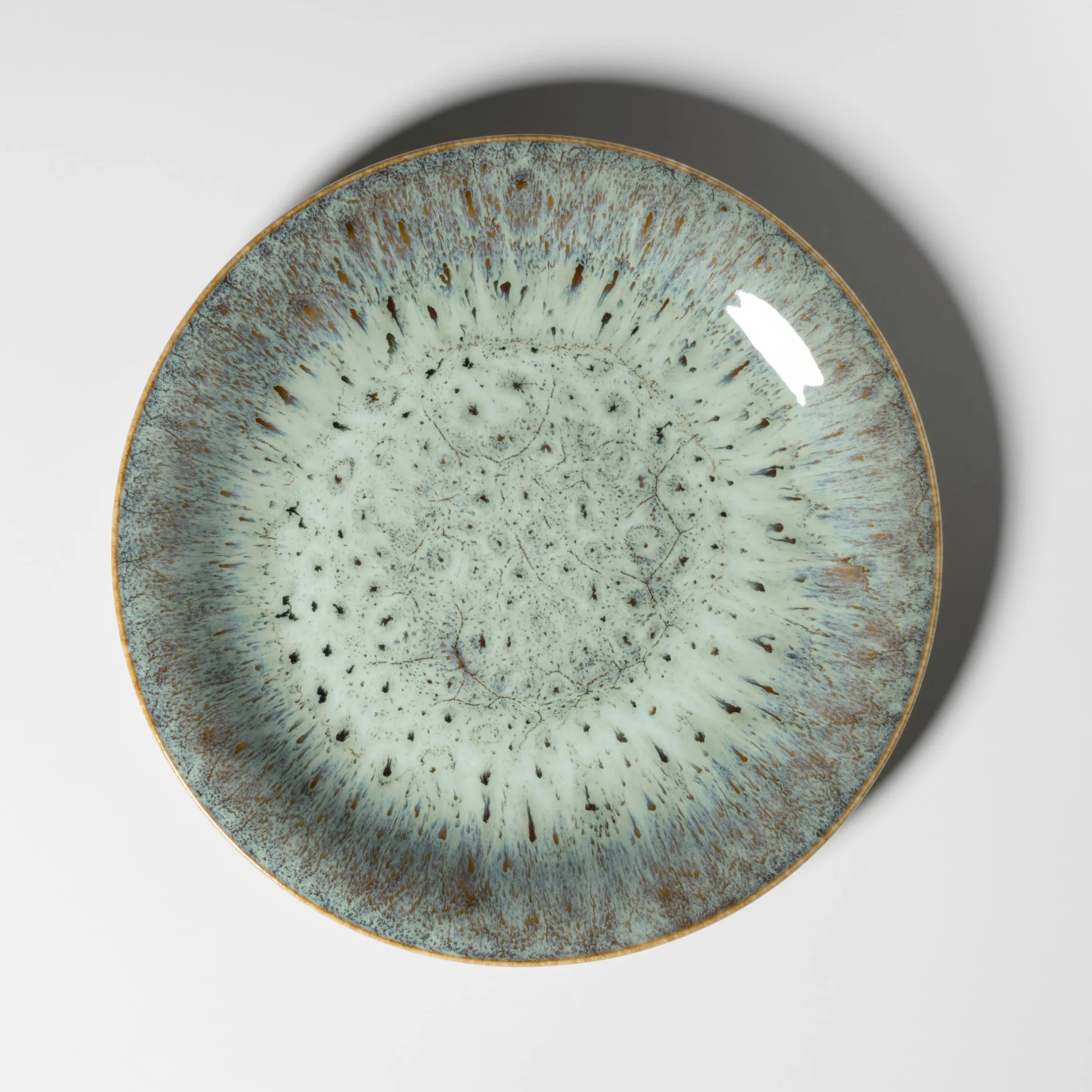 Teller-Set, Steinzeug Flussufer blau, grün, braun