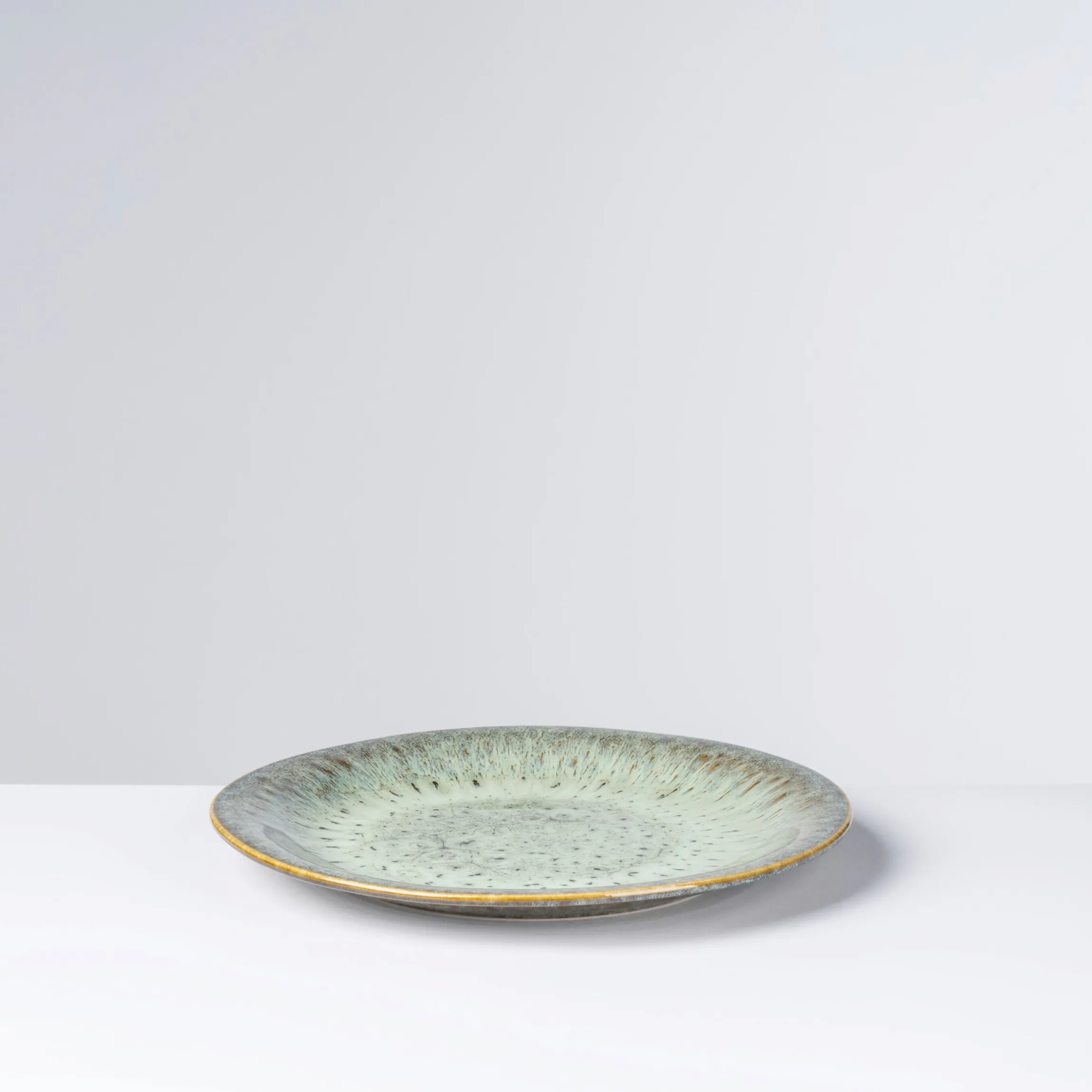 Teller-Set, Steinzeug Flussufer blau, grün, braun