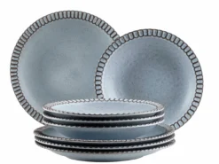 Teller Set, Steinzeug Ida Blau