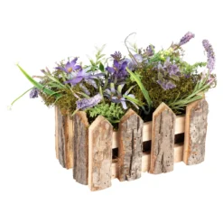 Tischdeko "Blumenzaun" blau