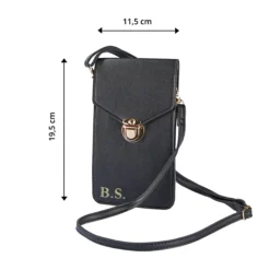 Touchscreen-Tasche "Ida" personalisiert mit Initialen schwarz