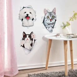 Wandsticker "tierische Freunde" Katze, schwarz-weiß