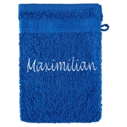 Waschlappen personalisiert mit Namen, 1 Stück, 100% Baumwolle blau