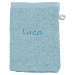 Waschlappen personalisiert mit Namen, 1 Stück, 100% Baumwolle rauchblau