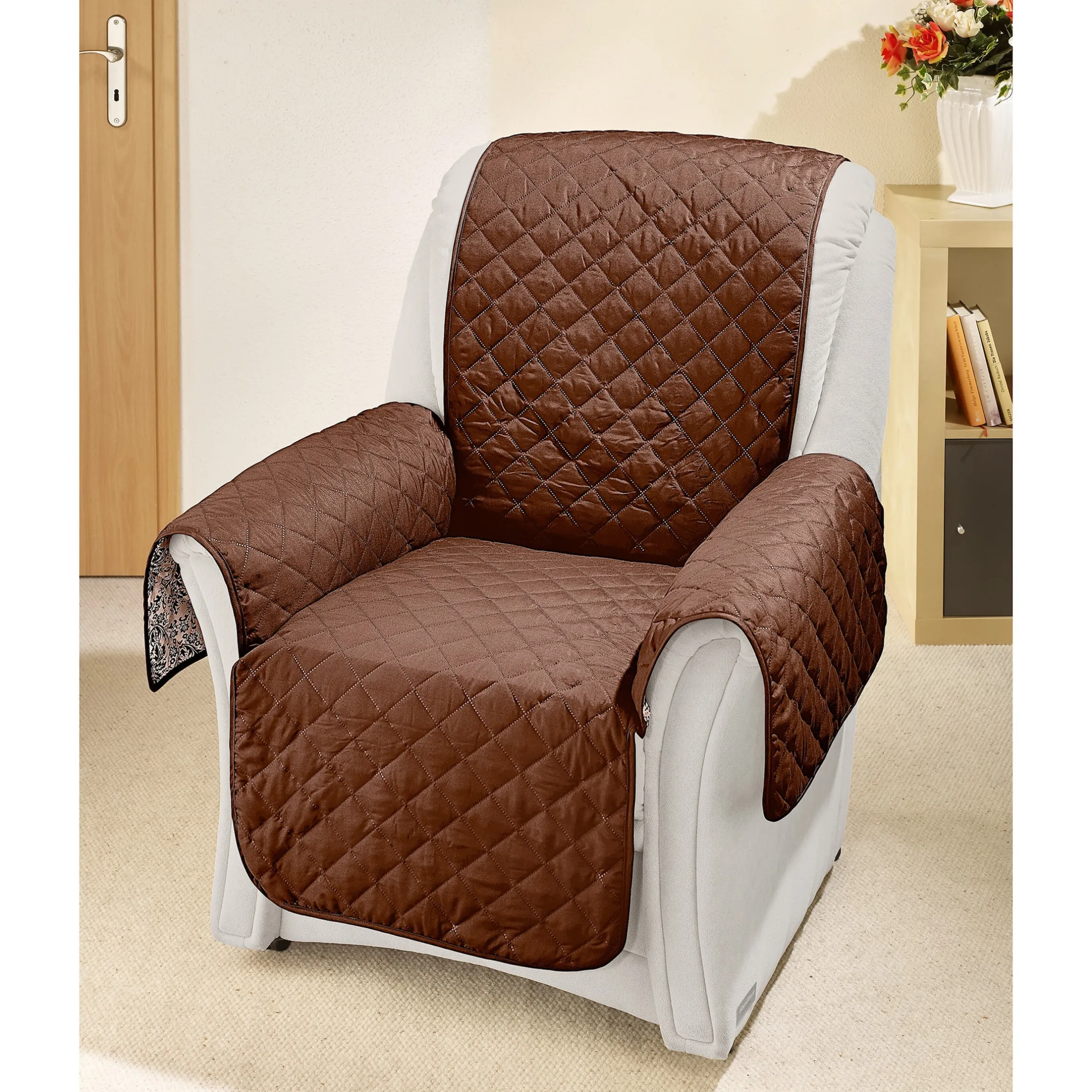 Wende-Sesselschoner braun