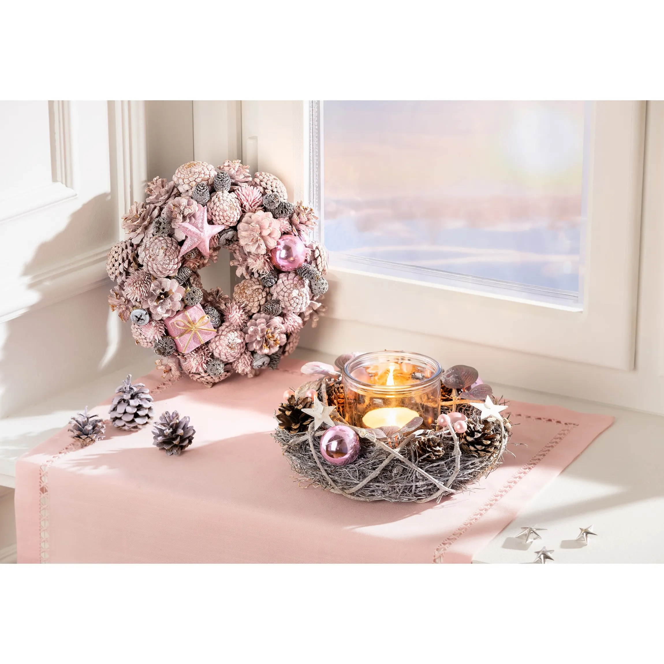 Winter-Windlicht „Rosa“